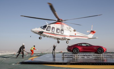 Helicopter dropping of Aston Martin at Burj Al Arab Heli Platform
