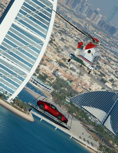 Aerials, UAE, Dubai, Burj Al Arab, Jumeirah Beach Hotel, beach, Aston Martin centennial event