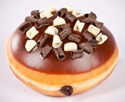 Donut with chocolate cream and chocolate chips
