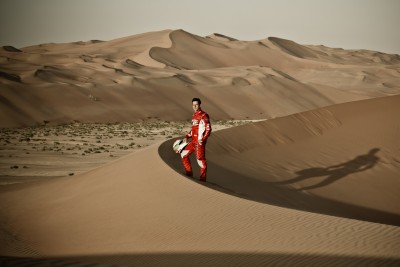 Race Driver in the Desert Dunes