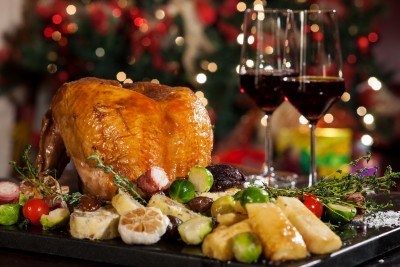 christmas turkey with wine