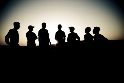silhouette of race drivers