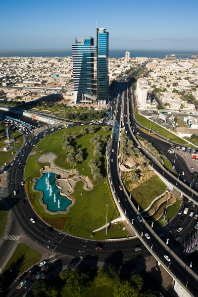Aerials, UAE, Dubai, Sheikh Zayed Road, Defense Roundabout